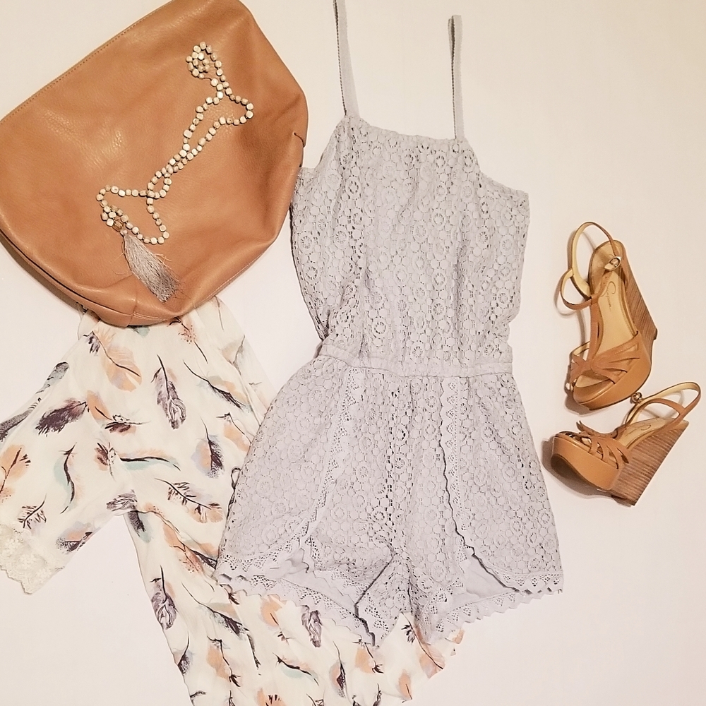 Girls New Baby Blue Lace Romper